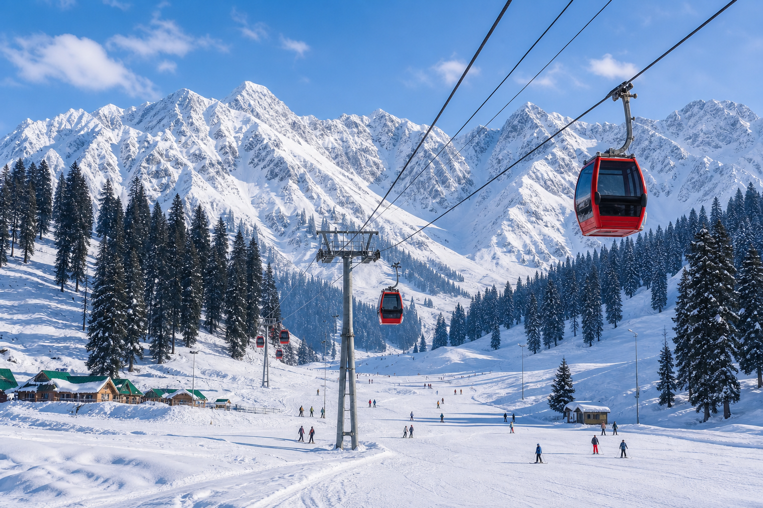 Gulmarg snow meadow and gondola