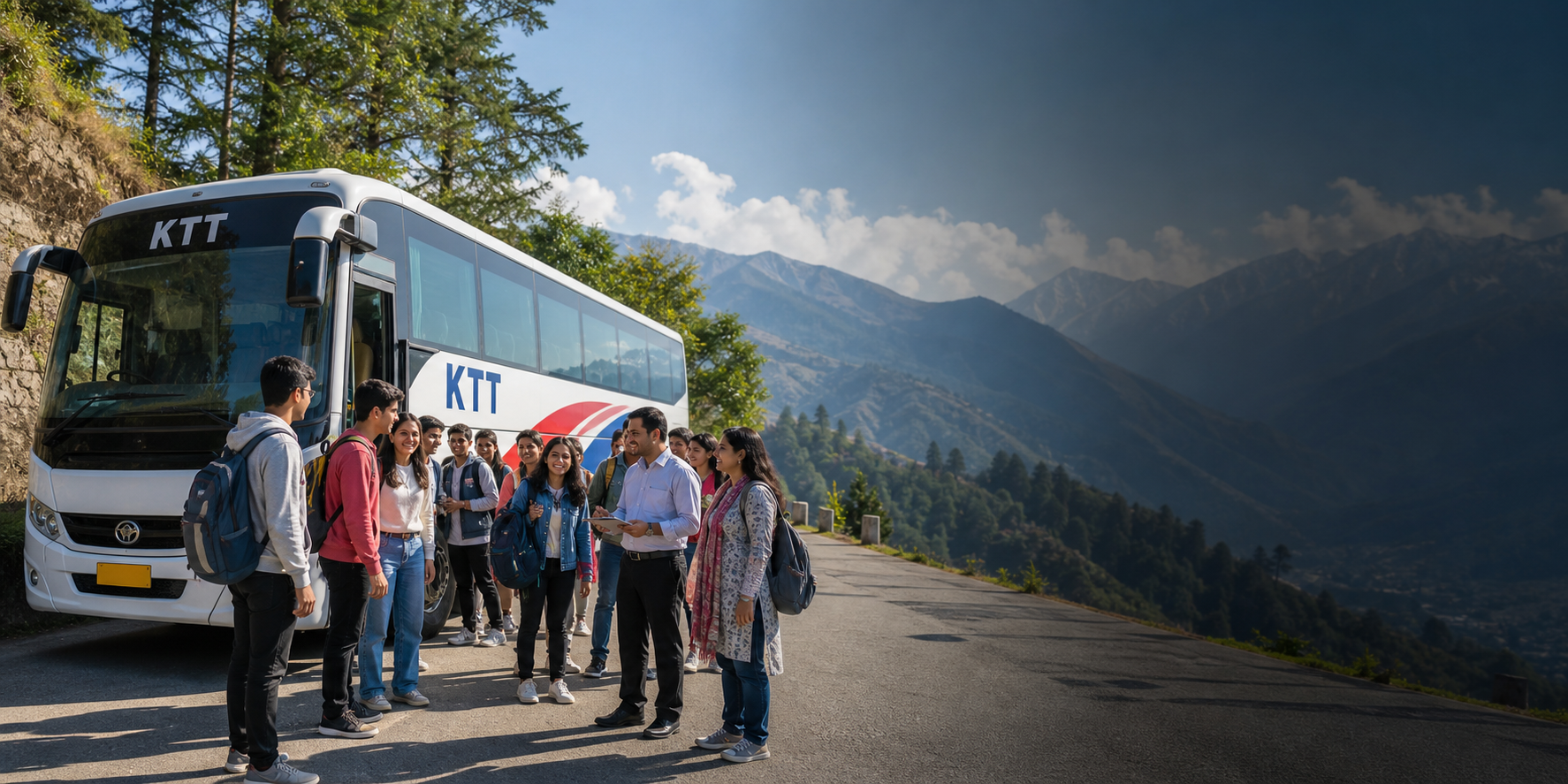 Himalayan Travel student group tour with branded bus